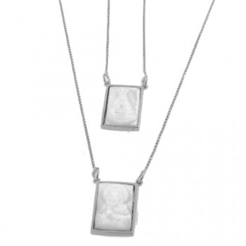 Escapulario retangular liso nossa senhora aparecida, 7x4mm, Prata. 360038