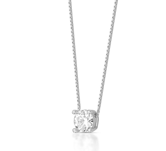 Colar ponto de luz zirconia cristal 6mm, Prata 360068