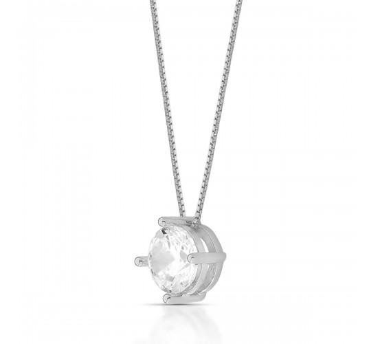 Colar ponto de luz zirconia cristal 8mm, Prata 360069