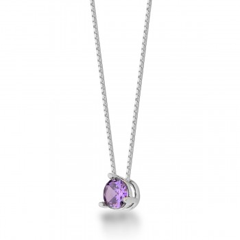 Colar ponto de luz zirconia lilas 5mm, corrente 40cm, Prata. 360091