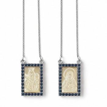 Escapulario retangular nossa senhora do carmo zirconia cristal em volta, 9X6mm. 3606852