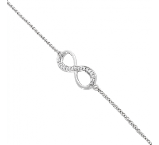 Pulseira infinito zirconia cristal, Prata. 360690