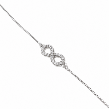 Pulseira veneziana infinito pequeno zirconia cristal, Prata. 360914