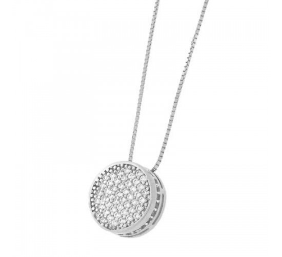 Colar chuveiro redondo zirconia cristal. 6mm, prata. 360995