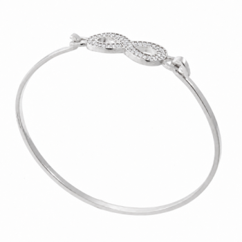 Pulseira infinito zirconia cristal com aro liso fino. 361179