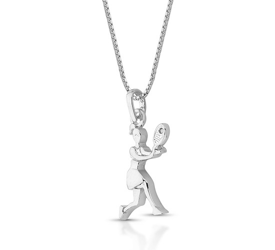 Colar tenista com raquete zirconia cristal. 12mm, prata. 361199