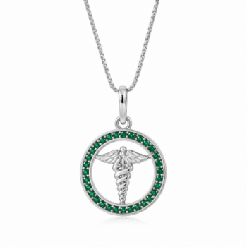Colar profissao medicina zirconia verd, prata. 361483 Colar profissao medicina zirconia verd, prata. 361483