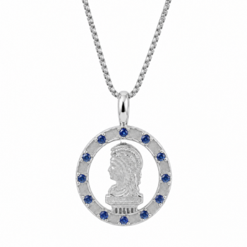 Colar profissao engenharia zirconia azul, prata. 361485
