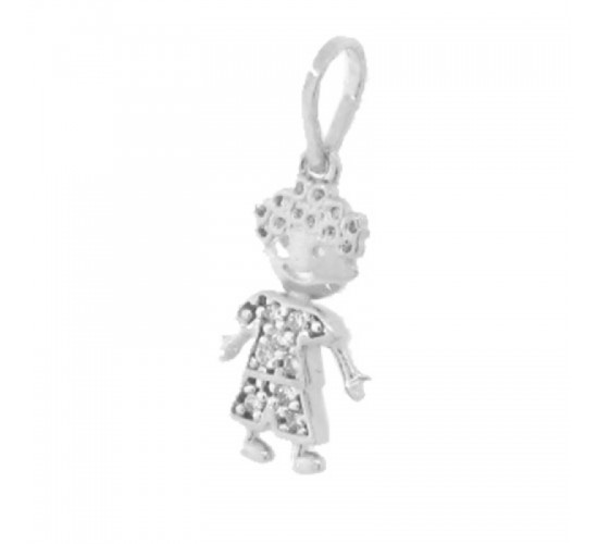 Pingente menino pequeno zirconia cristal, Prata.  361617