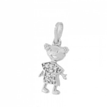 Pingente menina pequena zirconia cristal Prata. 361619