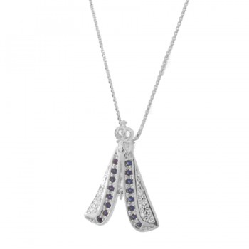 Colar Nossa Senhora Aparecida manto rendado com detalhe zirconia azul, 15x10mm, Prata. 361640