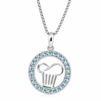 Colar profissao gastronomia zirconia azul celeste, prata. 361642 Colar profissao gastronomia zirconia azul celeste, prata. 361642