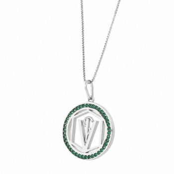 Colar profissao veterinaria zirconia verde esmeralda, prata. 361651 Colar profissao veterinaria zirconia verde esmeralda, prata. 361651