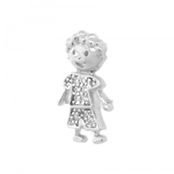Pingente menino pequeno com shorts e blusa zirconia cristal, Prata. 361713