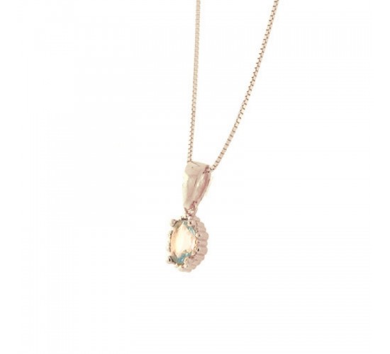 Colar pedra oval azul claro, Prata. 361734