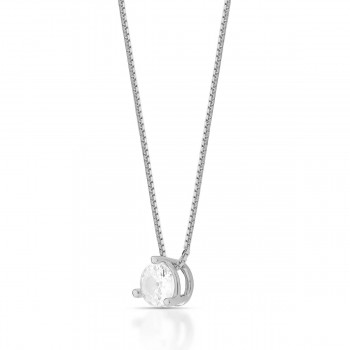 Colar Ponto d eluz zirconia cristal 5mm, prata. 361871