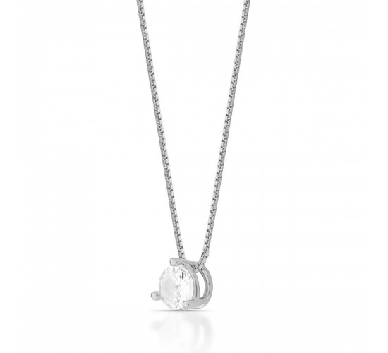 Colar Ponto d eluz zirconia cristal 5mm, prata. 361871