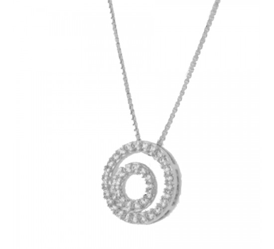 Colar circulo maior e menor zirconia cristal. 6mm, prata. 361873