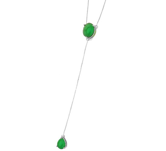 Colar gravatinha zirconia verde, prata. 361915
