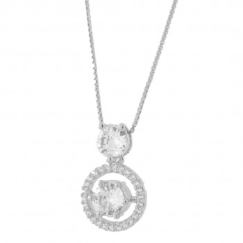 Colar redondo zirconia cristal dentro e em cima, 12x6mm, Prata. 3620340 Colar redondo zirconia cristal dentro e em cima, 12x6mm, Prata. 3620340