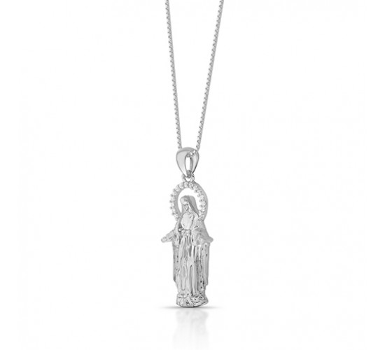 Colar Nossa Senhora das Graças 24mm, zirconia cristal, corrente 45cm. 3620750