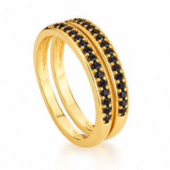 Anel aparador zirconia negra. 140850