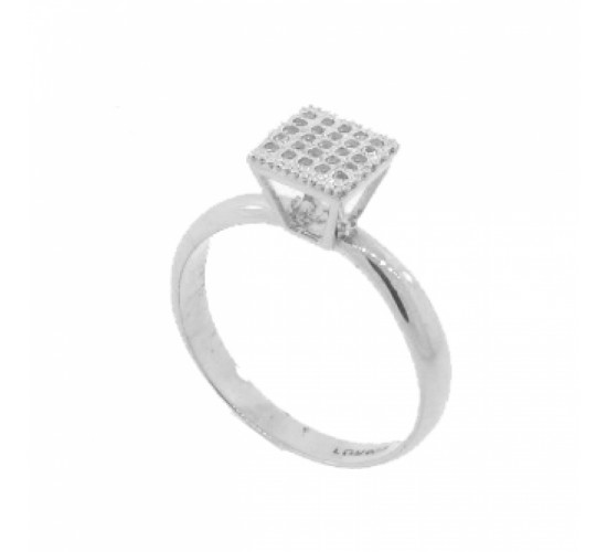 Anel chuveiro quadrado medio zirconia cristal, prata. 341202