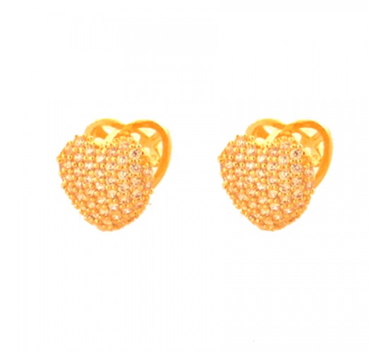 Brinco argola media de coração zirconia cristal, vazado atras. 8x8mm. 151645