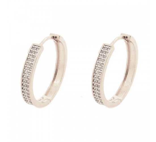 Brinco argola grande zirconia cristal na frente. 17mm, prata. 351359