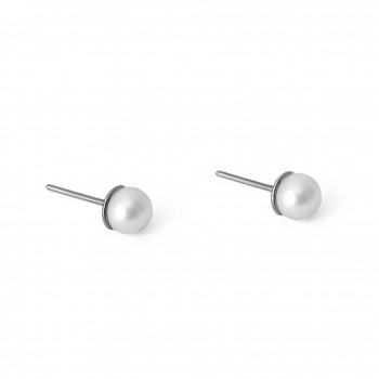 Brinco solitario de perola cult 5mm, Prata. 351395