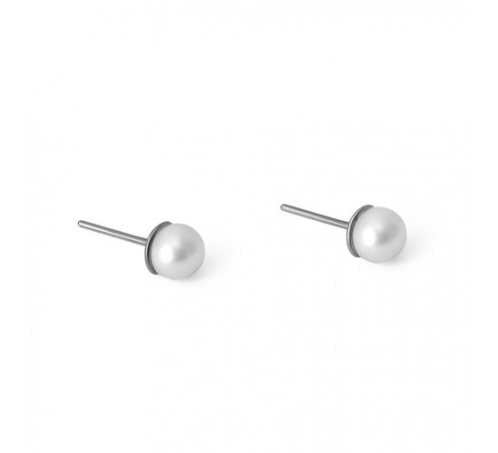 Brinco solitario de perola cult 5mm, Prata. 351395