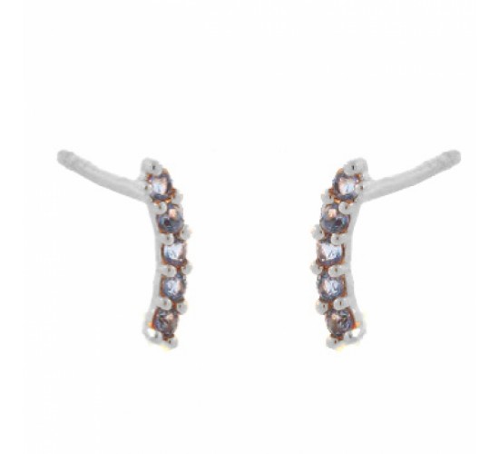 Brinco fio pequeno zirconia agua marinha. 9.5mm, prata. 351419