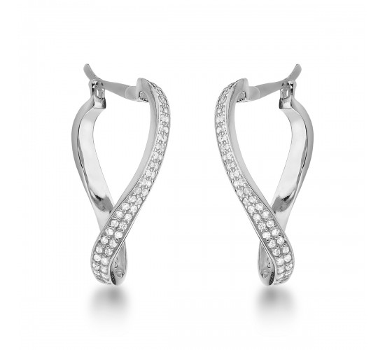Brinco argola infinito zirconia cristal. 25.5mm, prata. 3517430