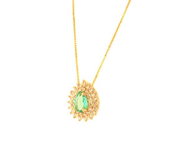 Colar gota verde paraiba, zirconia cristal em volta. 160007