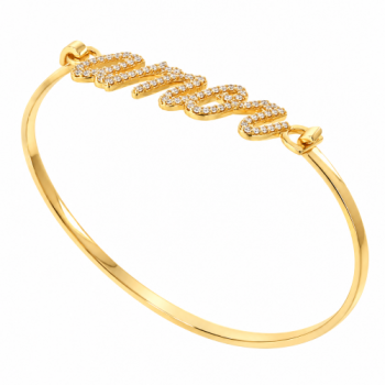 Pulseira amor zirconia cristal com aro liso fino. 161176
