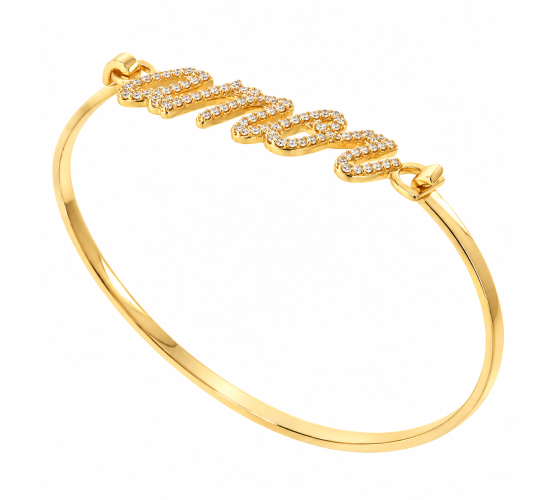 Pulseira amor zirconia cristal com aro liso fino. 161176