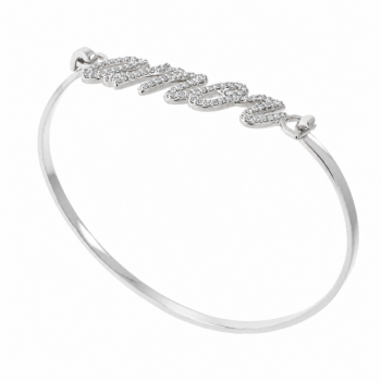 Pulseira amor zirconia cristal com aro liso fino, Prata. 361176