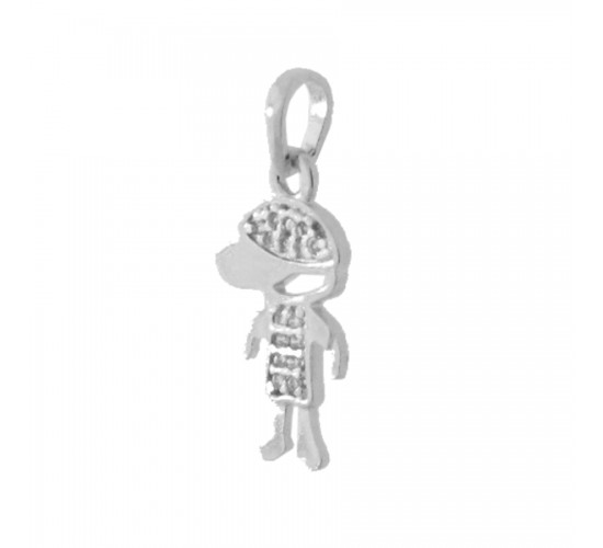 Pingente menino pequeno zirconia cristal, Prata. 362004