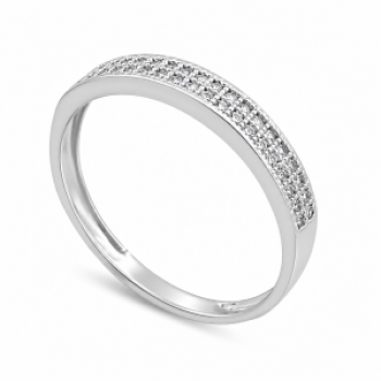 Anel meia alianca reta zirconia cristal, prata. 340405