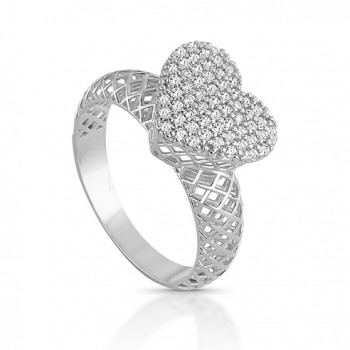 Anel chuveiro coração 12mm com zirconia cristal e lateral vazada. 3415520 Anel chuveiro coração 12mm com zirconia cristal e lateral vazada. 3415520