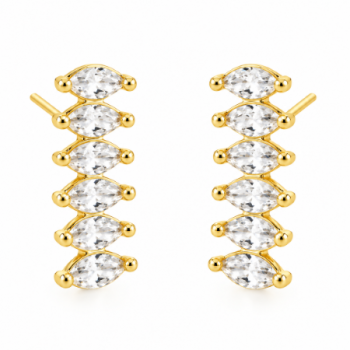 Brinco 6 navetes lado a lado zirconia cristal. 7mm. 150056