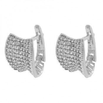 Brinco argola concava zirconia cristal vazada atras. 8x5mm, prata. 350060