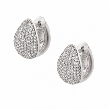 Brinco argola media concha zirconia cristal. 10x5mm, prata. 350664