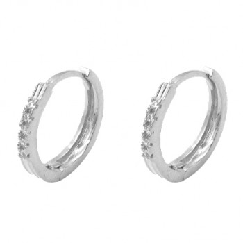 Brinco argola media fina zirconia branca. 18mm, prata. 351652