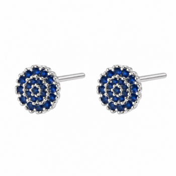Brinco pave redondo pequeno zirconia azul safira. 6.5mm, prata. 351714 Brinco pave redondo pequeno zirconia azul safira. 6.5mm, prata. 351714