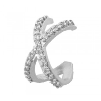 Brinco coch em x zirconia cristal, prata. 351721