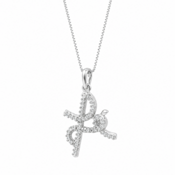 Colar manuscrito Fé, zirconia branca. 15x9mm, prata. 3620450