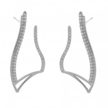 Brinco movimento em u zirconia cristal. 33.5x17mm, prata. 351431